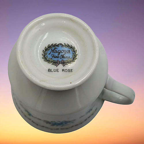 Vintage Nagoya Fine Bone China Duo  `BLUE ROSE` Japan (3 available)