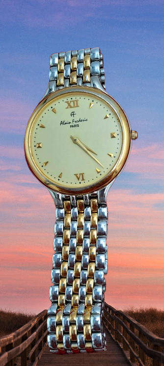 Pre-Owned Alain Frederic A-348 Paris- Gold Tone Quartz Watch -Working -Unisex