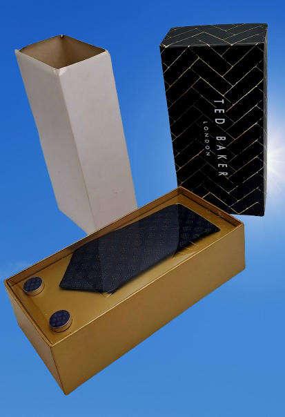 Unused Navy Ted Baker London Designer Tie and Cufflink set - Still in Box