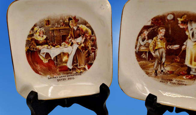 2 Vintage Sandland Ware Ashtrays by Lancaster & Sandland Oliver Twist and Betsy Prig