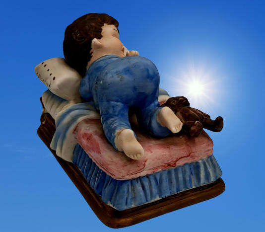 Vintage Ceramic Sleeping Boy Figurine 10,5cm x 17cm x 11cm