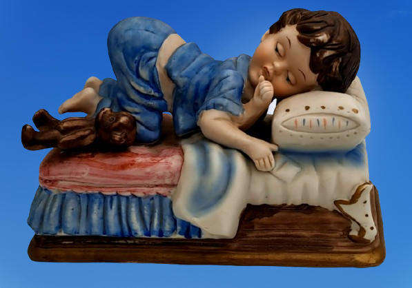 Vintage Ceramic Sleeping Boy Figurine 10,5cm x 17cm x 11cm