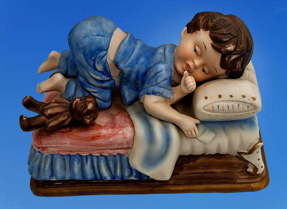 Vintage Ceramic Sleeping Boy Figurine 10,5cm x 17cm x 11cm