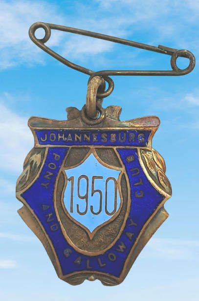 Vintage 1950 Johannesburg Pony& Galloway CLUB No  63 Badge -Brass & Enamel