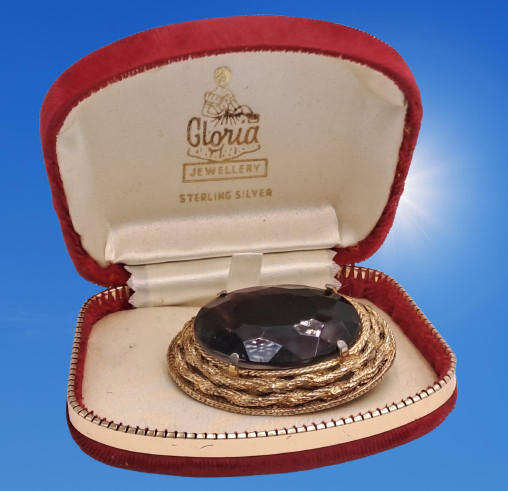 Vintage plum color brooch -Boxed