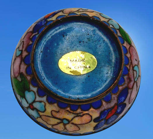 Vintage Chinese Cloisonné Brass & Enamel Jewelry Trinket Box
