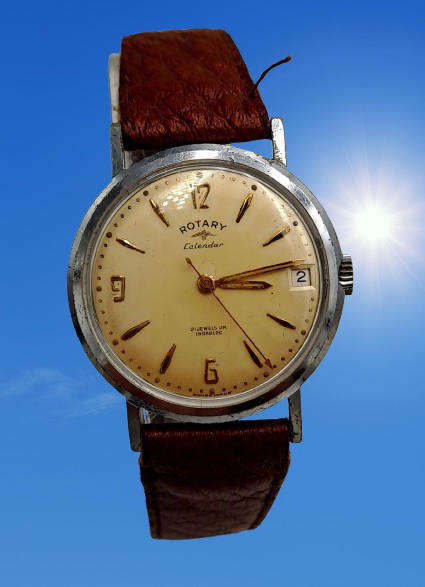 Vintage Men's Swiss Rotary Calender Incabloc 21 Jewels watch sn.295839-WORKING