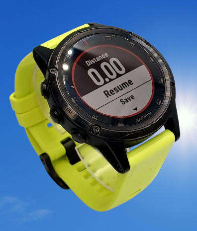 Pre-Owned Garmin Fenix 5 Plus Sapphire Edition Black with green band -Boxed