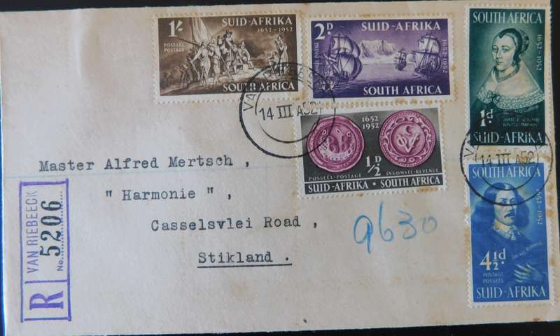 STAMPS SOUTH AFRICA  NUMBERED LETTER - 300TH Anniversary Van Riebeck Landing