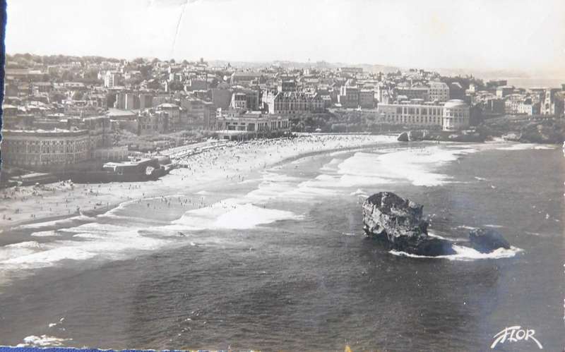 POSTCARD - 1954 view of Biarritz - to Koln Germany. (Two RF stamps 12f/6f)