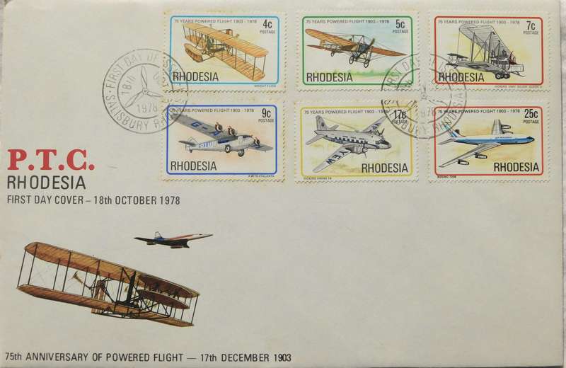 STAMPS RHODESIA - 150TH ANNIVERSARY OF FLIGHT  FDC  -1978