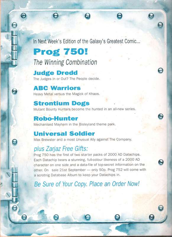2000AD Featuring Judge Dredd (Prog # 749) [21 Sep 91]