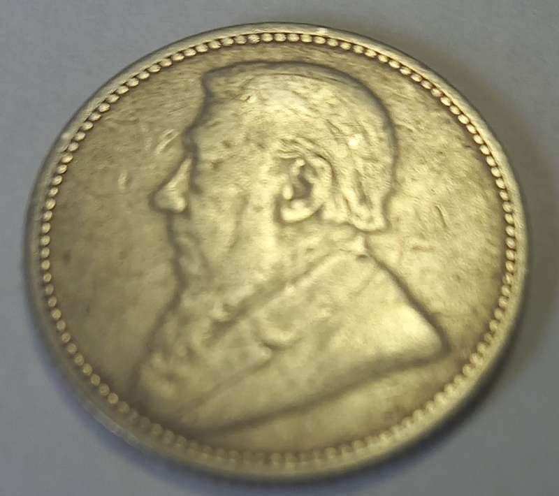 ZAR 1892, Kruger Sixpence, 6 D, Silver Coin.