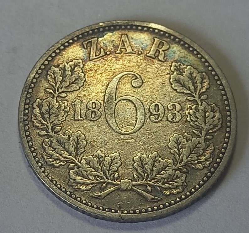 ZAR 1893, Kruger 6D, Silver Coin.