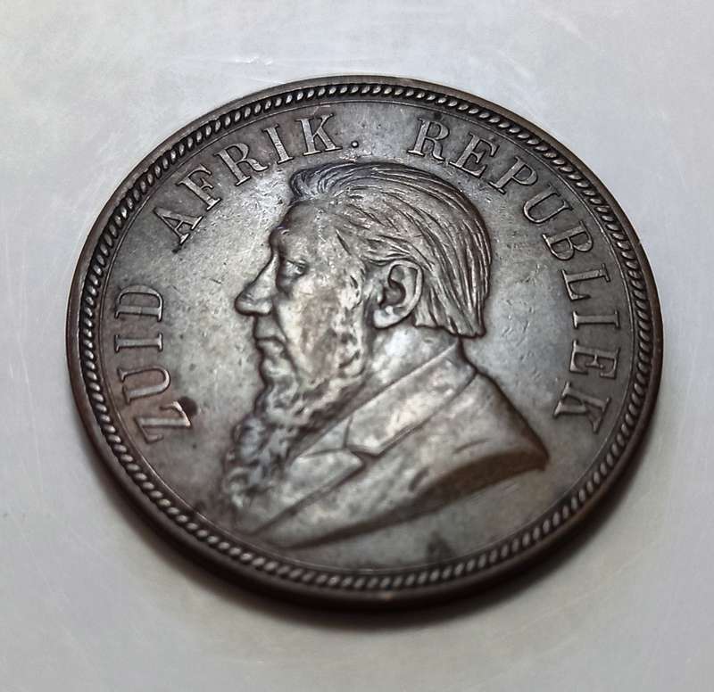 1892 ZAR 1 Penny, XF Details
