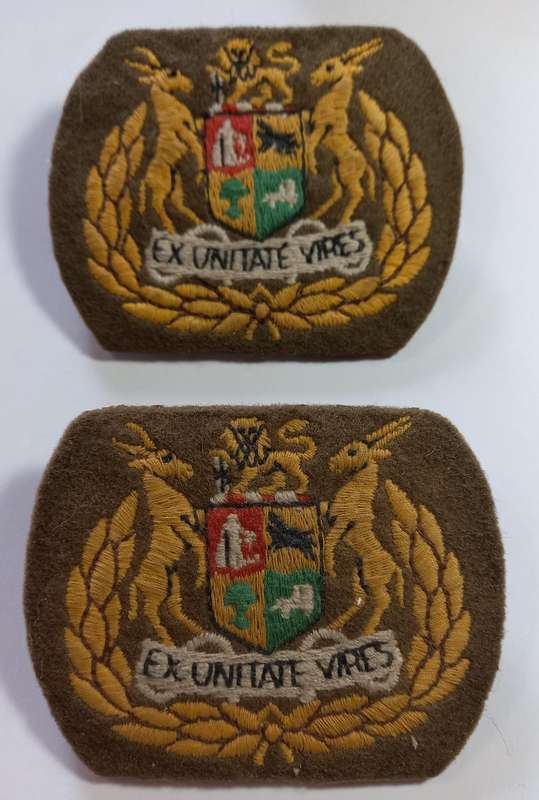 SADF warrant officer insignia, pair.