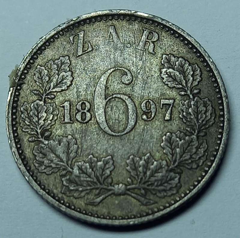 ZAR 1897, Sixpence silver, 6D