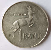 1966 1 Rand , Afrikaans - Suid Afrika . Silver (.800) 15.0 g