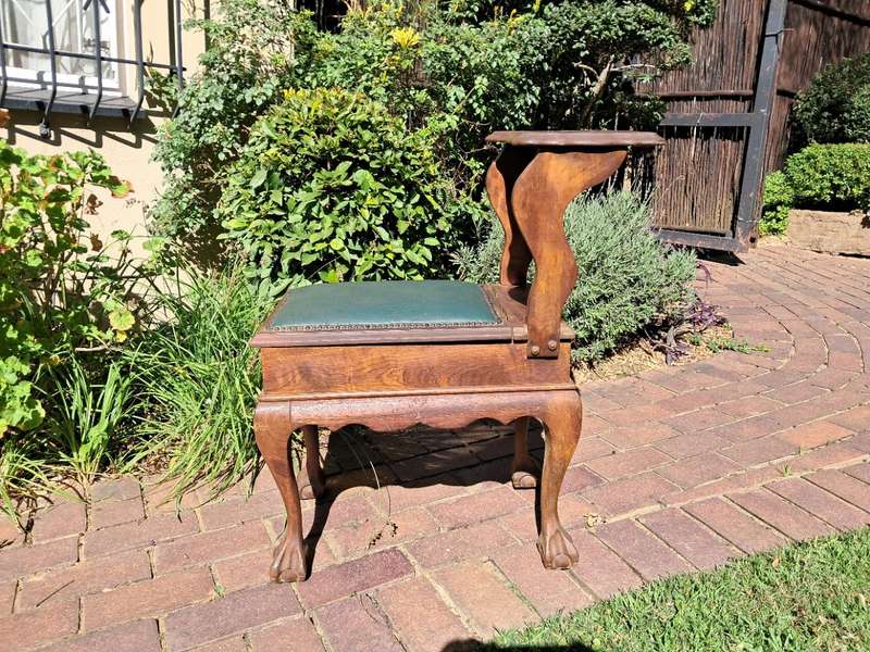 Antique telephone table (Imbuia) with storage shelf