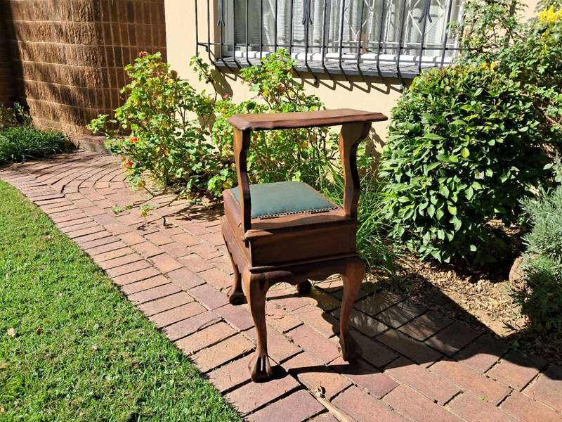 Antique telephone table (Imbuia) with storage shelf
