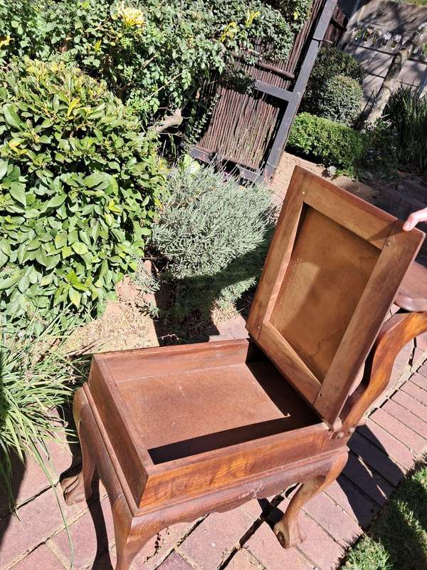 Antique telephone table (Imbuia) with storage shelf