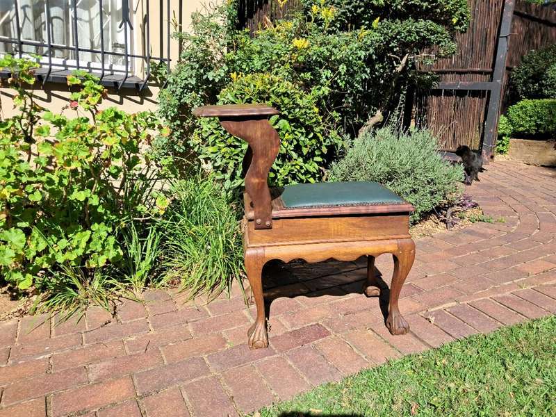 Antique telephone table (Imbuia) with storage shelf