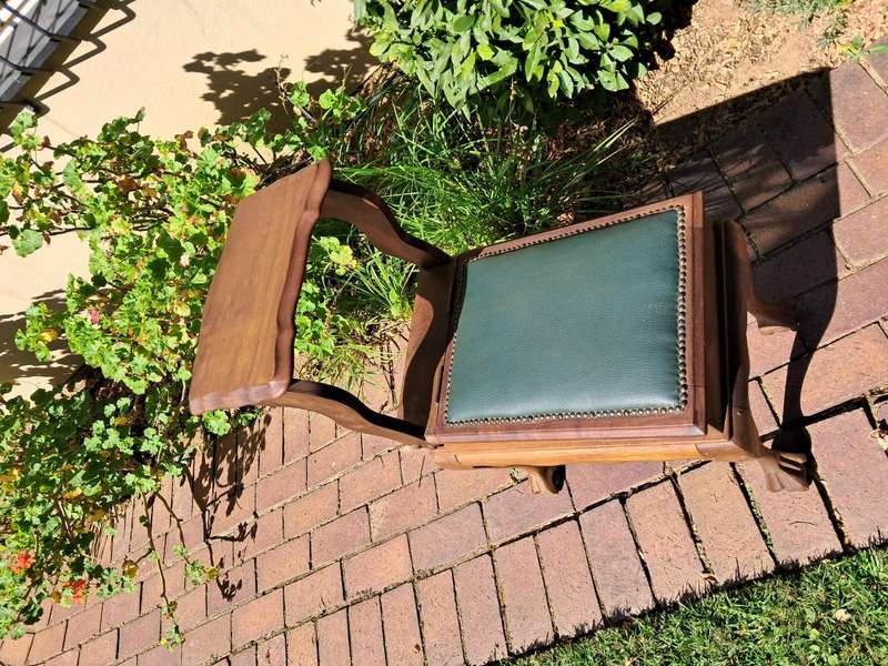 Antique telephone table (Imbuia) with storage shelf