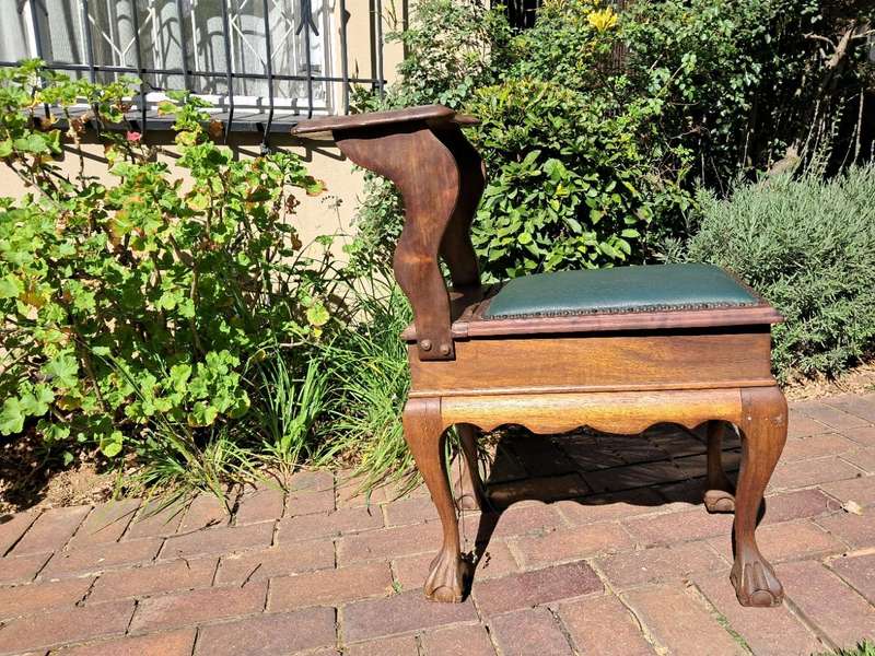 Antique telephone table (Imbuia) with storage shelf