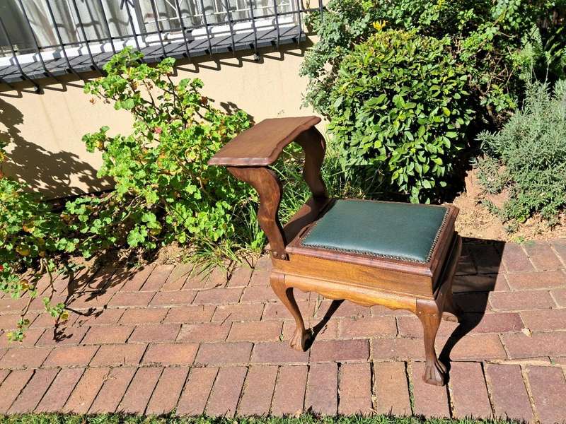 Antique telephone table (Imbuia) with storage shelf