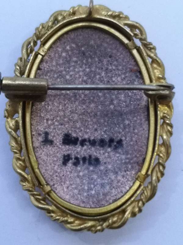 Special find! Antique French brooch, Enamel and Glass flowers - Paris J Brevers