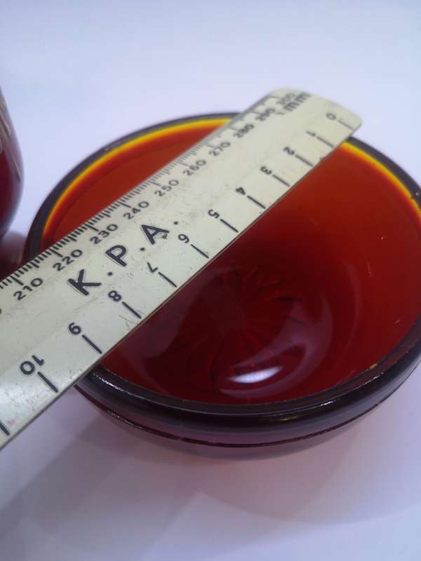 Red glass hand painted vase and red glass bowl combo