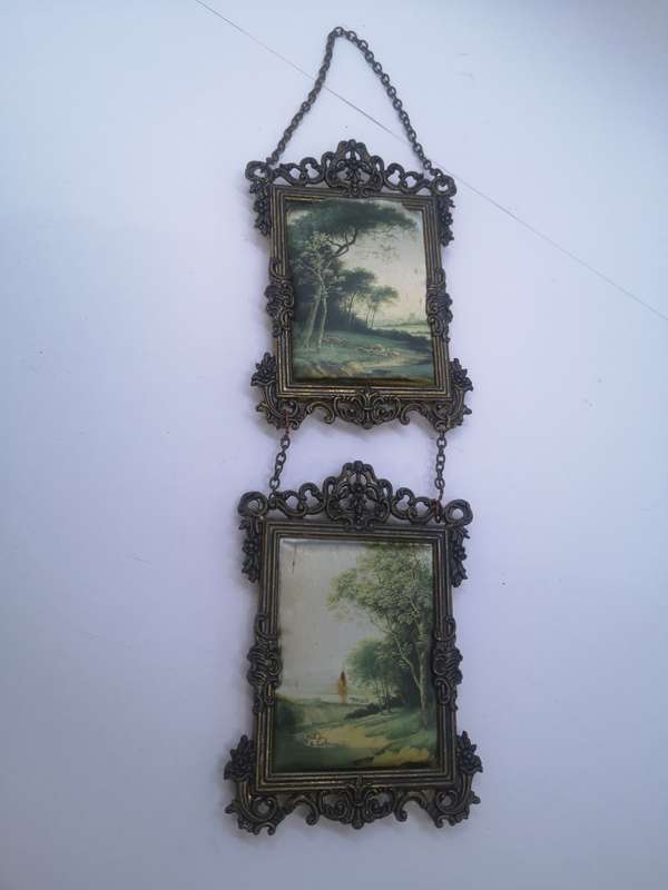 Brass frames with silk pictures