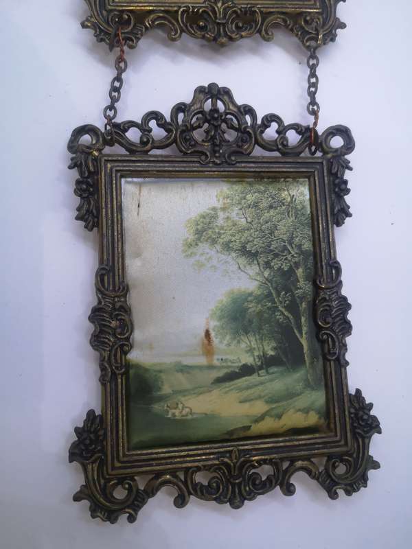 Brass frames with silk pictures