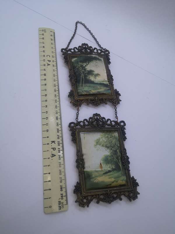Brass frames with silk pictures