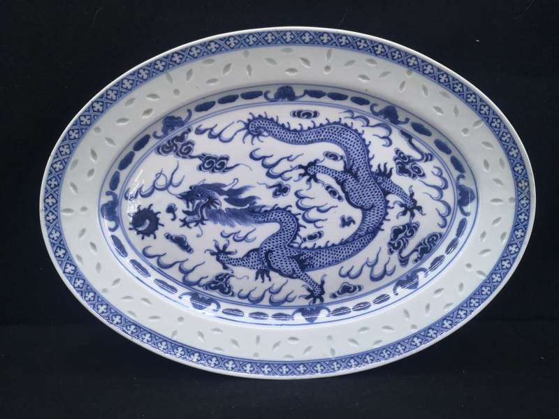 Large Chinese Dragon Rice seed platter