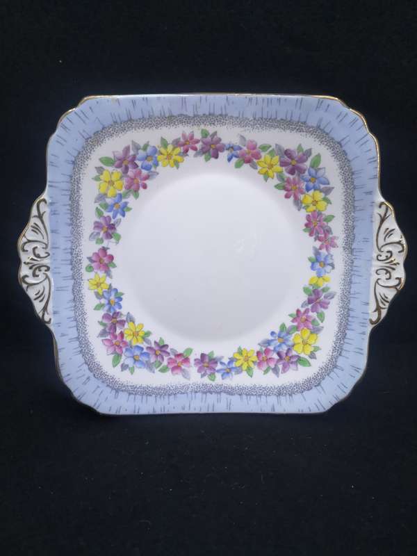 Stunning Vintage Foley floral cake plate