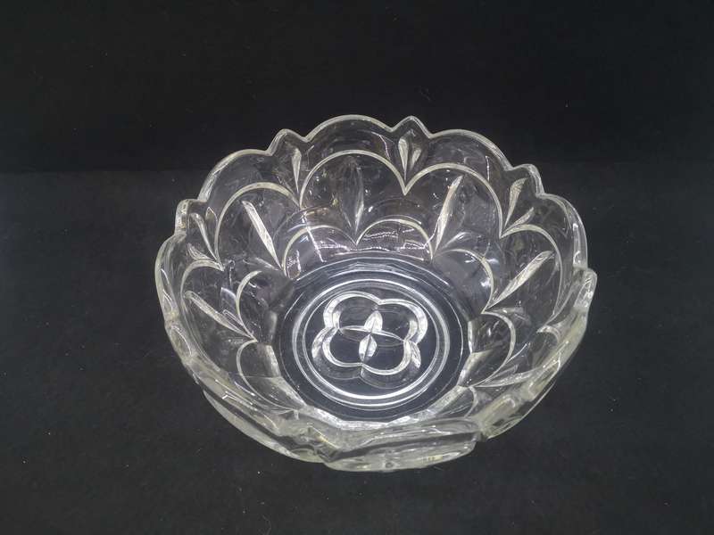 Deep and heavy glass bowl