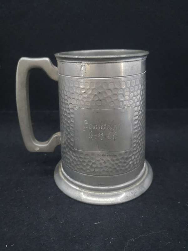 Glass bottom pewter tankard
