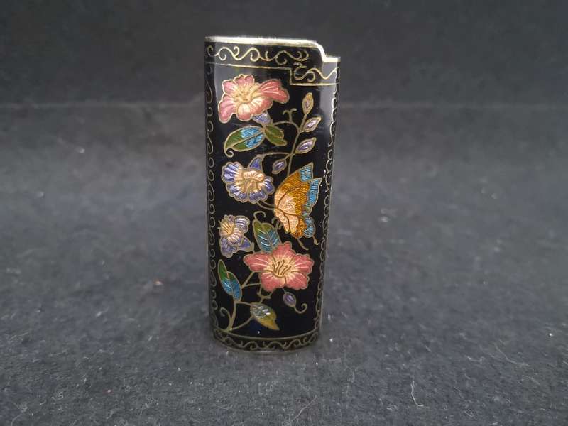 Vintage Cloisonne lighter holder