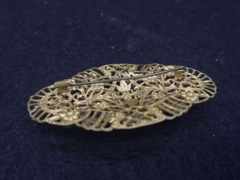 Vintage Chez glass brooch