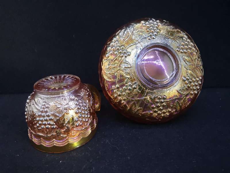 Carnival glass Imperial Grape cup and saucer