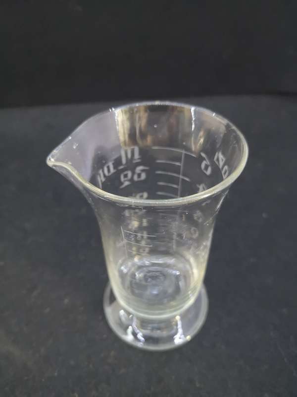 Antique Etched glass apothecary measuring beaker