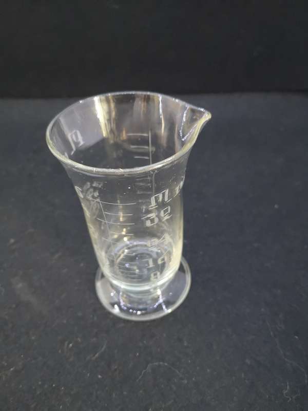 Antique Etched glass apothecary measuring beaker