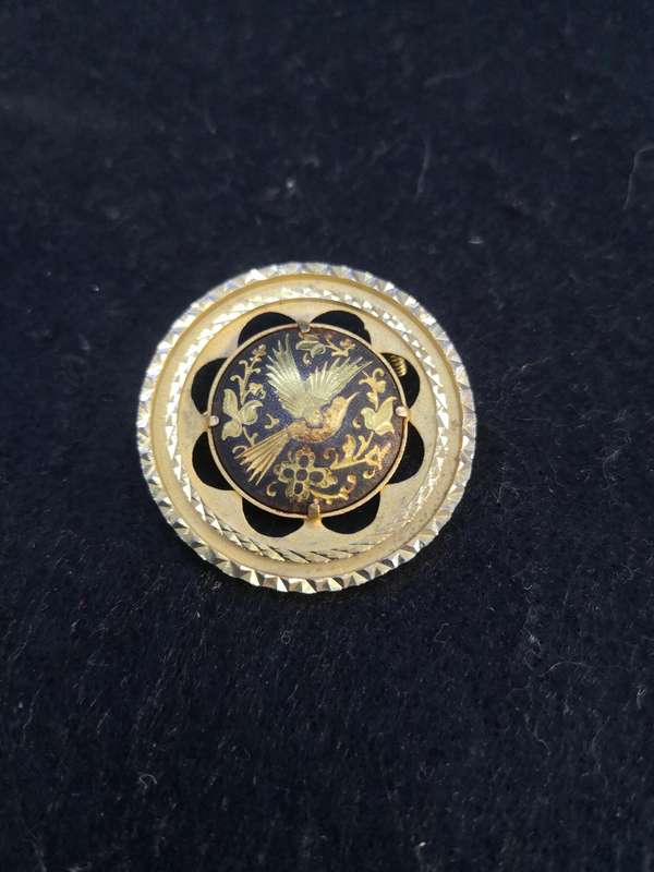 Vintage Damascene brooch