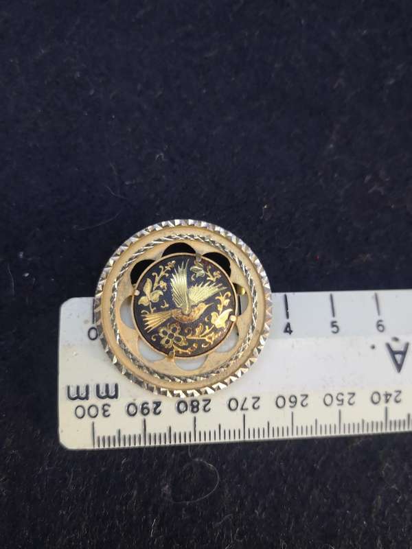 Vintage Damascene brooch