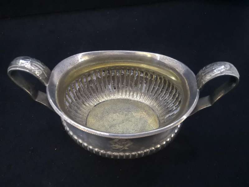 Antique silver-plated sugar bowl by Walker and Hall