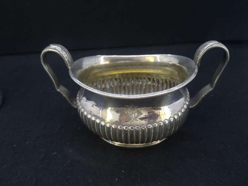 Antique silver-plated sugar bowl by Walker and Hall