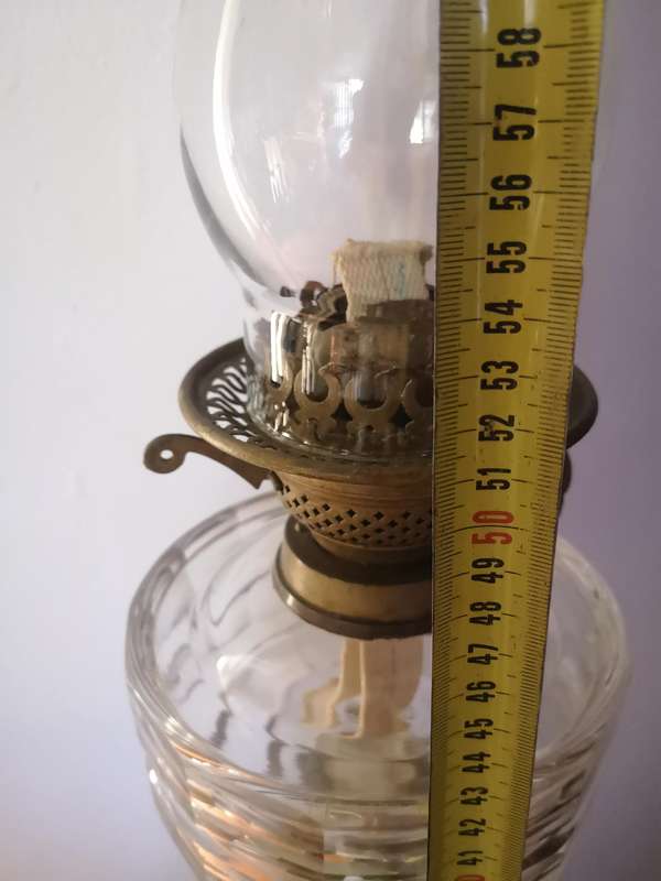 Large cut glass double wick oil lamp 55cm without the glass shade!