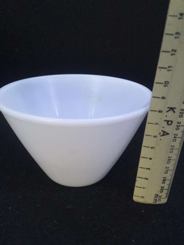 White glass mixing bowl