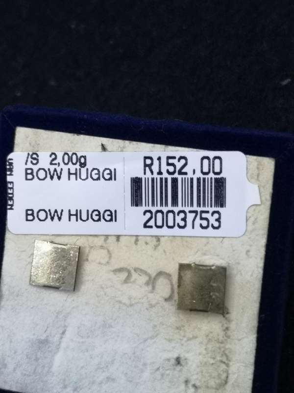 925 Silver earrings Bow huggies